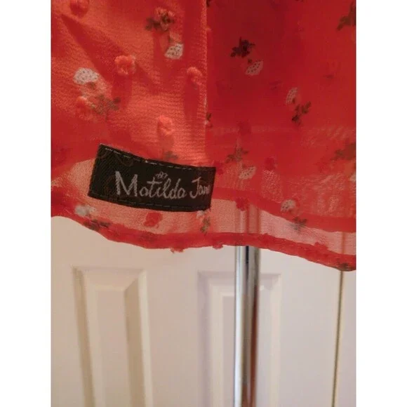 Darling MATILDA JANE "Must Be Love" Red Tufted Dot Crossover Blouse M - Picture 7 of 11